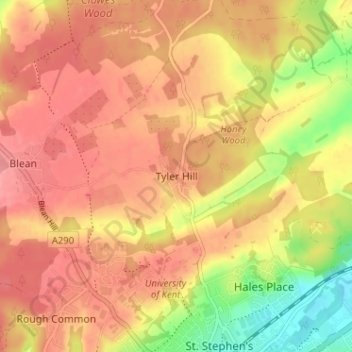 Topografische Karte Tyler Hill, Höhe, Relief