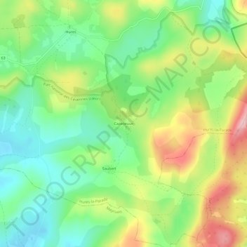 Topografische Karte Cazeneuve, Höhe, Relief