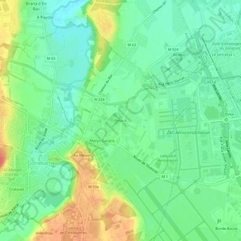 Topografische Karte Beroux, Höhe, Relief