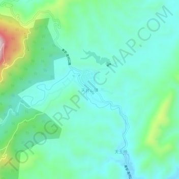 Topografische Karte 天台山镇, Höhe, Relief