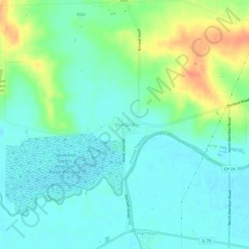 Topografische Karte Shirland, Höhe, Relief
