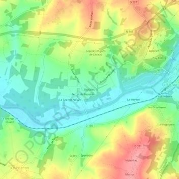 Topografische Karte Beaulieu, Höhe, Relief