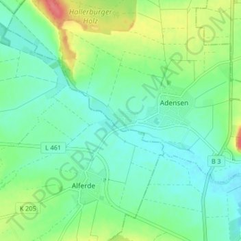Topografische Karte Hallerburg, Höhe, Relief