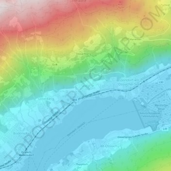 Topografische Karte Stiegl, Höhe, Relief