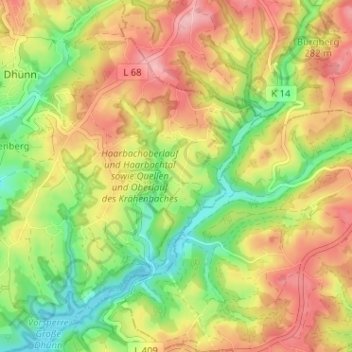 Topografische Karte Niederhagen, Höhe, Relief