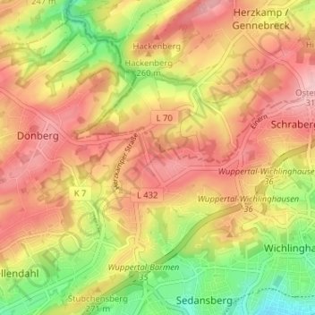 Topografische Karte Hatzfeld, Höhe, Relief