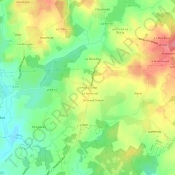 Topografische Karte Le Petit Charrat, Höhe, Relief