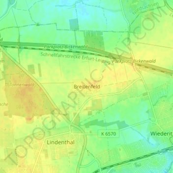 Topografische Karte Breitenfeld, Höhe, Relief