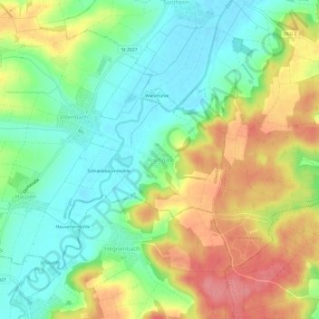 Topografische Karte Rischgau, Höhe, Relief