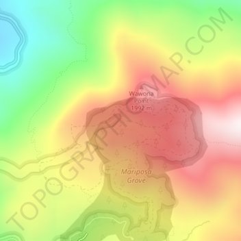 Topografische Karte Mariposa Grove, Höhe, Relief