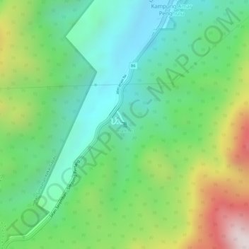 Topografische Karte Jeram Toi, Höhe, Relief