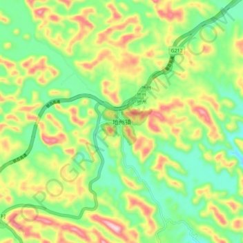 Topografische Karte 地州镇, Höhe, Relief