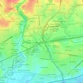 Topografische Karte Avalon, Höhe, Relief