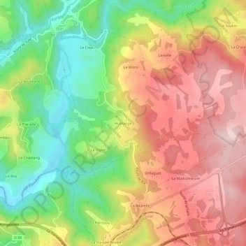 Topografische Karte Hublange, Höhe, Relief