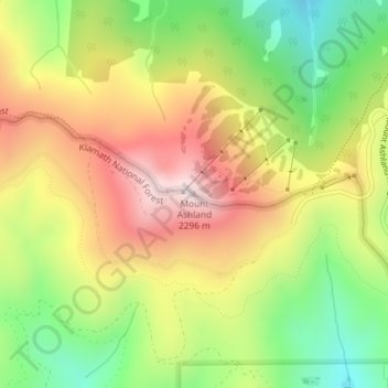 Topografische Karte Mount Ashland, Höhe, Relief