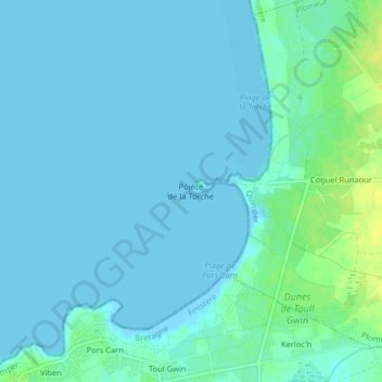 Topografische Karte Pointe de la Torche, Höhe, Relief