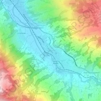 Topografische Karte Kappel, Höhe, Relief