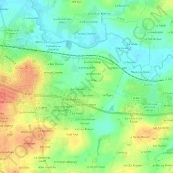 Topografische Karte Le Pâtis, Höhe, Relief
