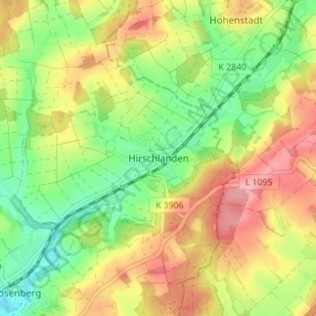 Topografische Karte Hirschlanden, Höhe, Relief