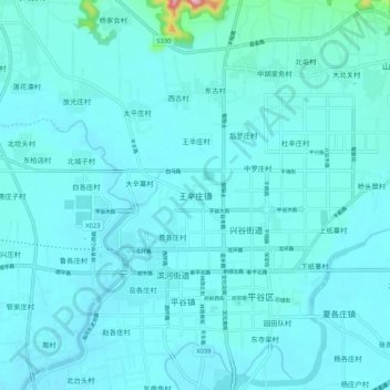 Topografische Karte 王辛庄镇, Höhe, Relief