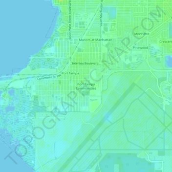 Topografische Karte Port Tampa Communities, Höhe, Relief