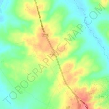 Topografische Karte Yataity, Höhe, Relief