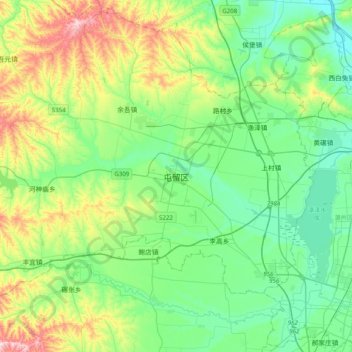 Topografische Karte 屯留区, Höhe, Relief