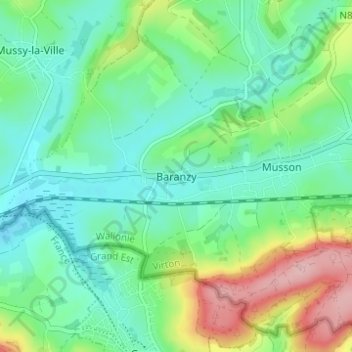 Topografische Karte Baranzy, Höhe, Relief
