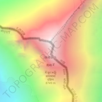 Topografische Karte Hillary Step, Höhe, Relief