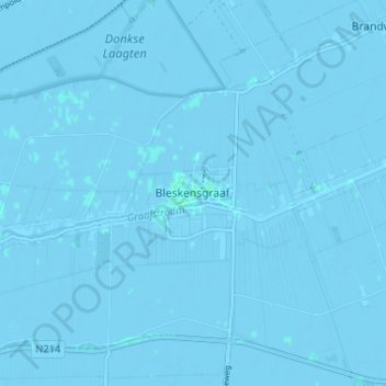 Topografische Karte Bleskensgraaf, Höhe, Relief