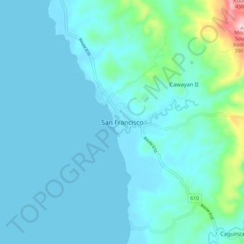 Topografische Karte San Francisco, Höhe, Relief