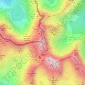 Topografische Karte Meeraugspitze, Höhe, Relief