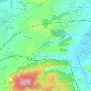 Topografische Karte Zwerndorf, Höhe, Relief