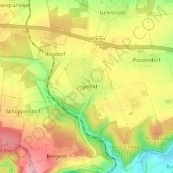 Topografische Karte Legefeld, Höhe, Relief