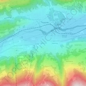 Topografische Karte Ennsling, Höhe, Relief