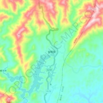 Topografische Karte 金陵镇, Höhe, Relief