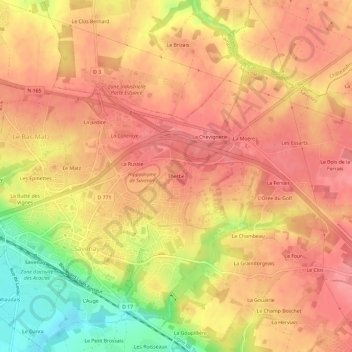 Topografische Karte Therbé, Höhe, Relief