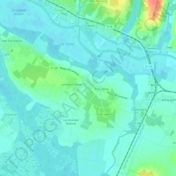 Topografische Karte Chez Martin, Höhe, Relief
