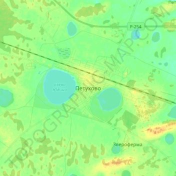 Topografische Karte Петухово, Höhe, Relief