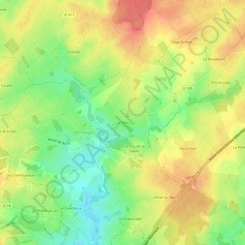 Topografische Karte Le Mas, Höhe, Relief