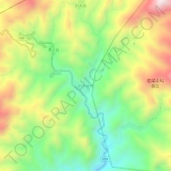Topografische Karte 前大地村, Höhe, Relief
