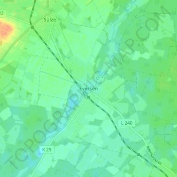 Topografische Karte Eversen, Höhe, Relief