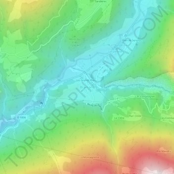 Topografische Karte Bramans, Höhe, Relief