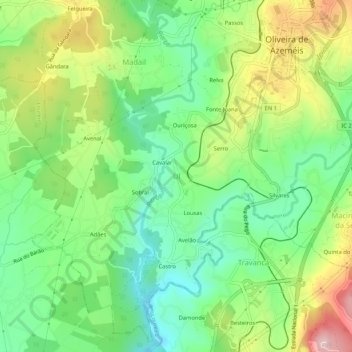 Topografische Karte Ul, Höhe, Relief