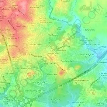 Topografische Karte Norris Corner, Höhe, Relief