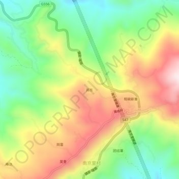 Topografische Karte 邦东, Höhe, Relief