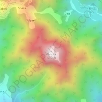 Topografische Karte Chhota Kailash, Höhe, Relief