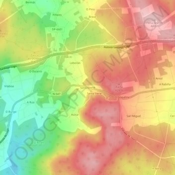 Topografische Karte Santa Irene, Höhe, Relief