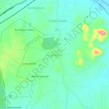 Topografische Karte Anjanapura, Höhe, Relief