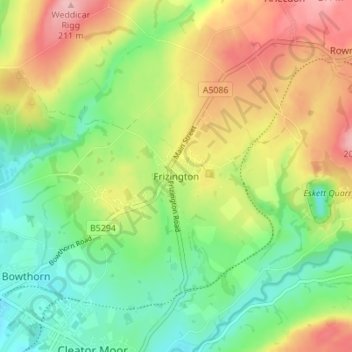 Topografische Karte Frizington, Höhe, Relief